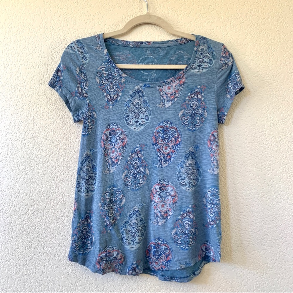 Lucky Brand Blue Paisley Top